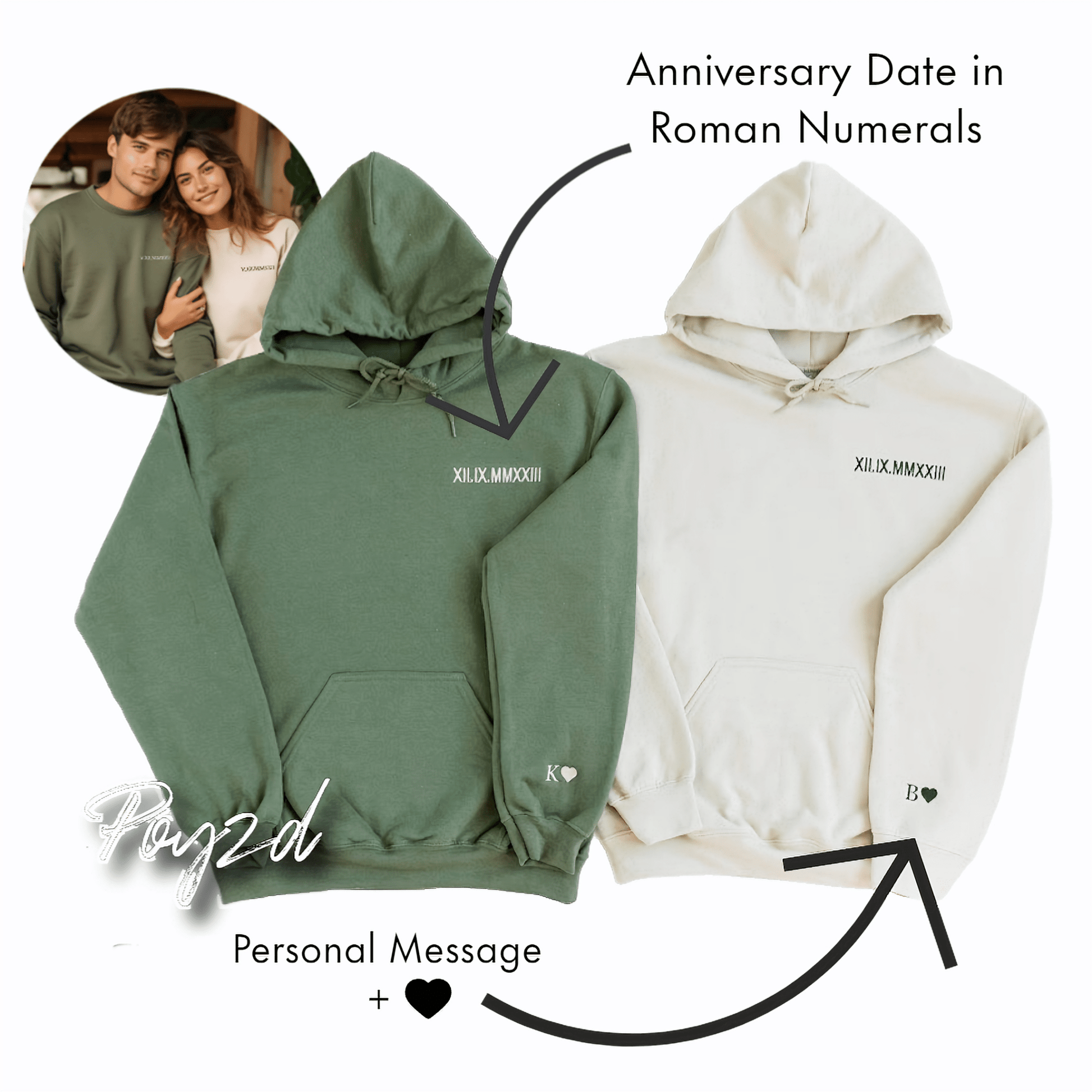 Embroidered Couples Hoodie - Poyzd