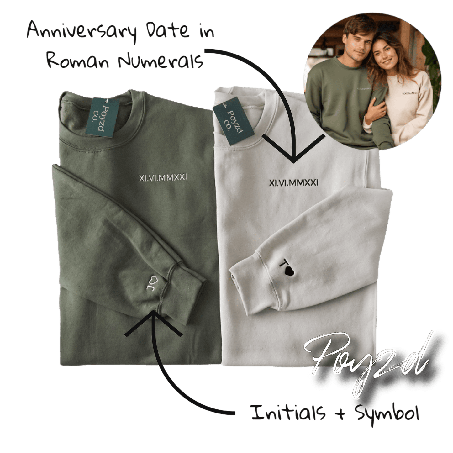 Embroidered Couples Sweatshirt - Poyzd