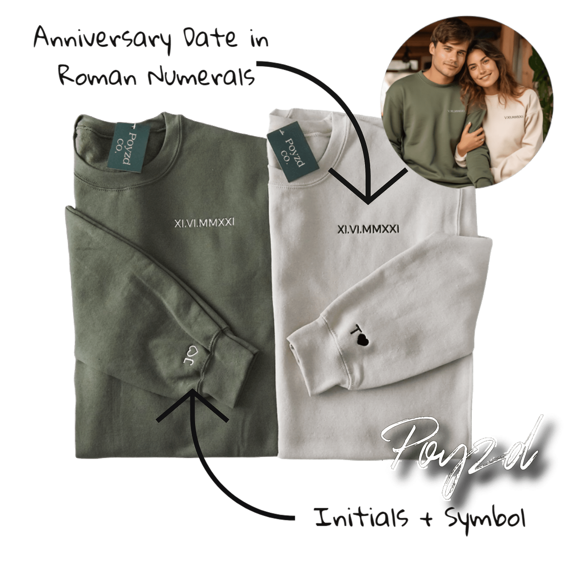 Embroidered Couples Sweatshirt - Poyzd